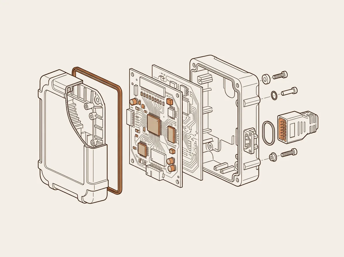 Technische exploded-view van het Helios-apparaat